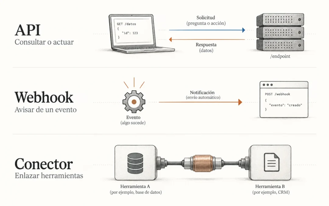 API, webhook o conector: cómo entender las opciones para integrar tus herramientas