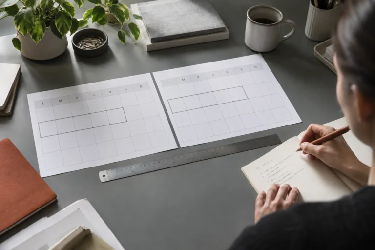 Comparación de dos periodos completos mediante calendarios y notas de contexto.