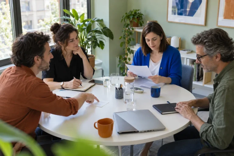 Un equipo convierte los acuerdos de una reunión en tareas y confirma quién se encargará de cada una.